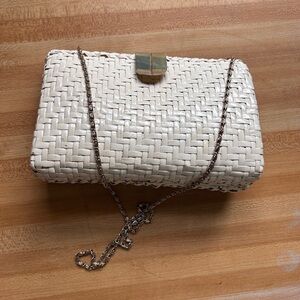 Rare, Vintage, 1950s/1960s Italian white wicker woven handbag